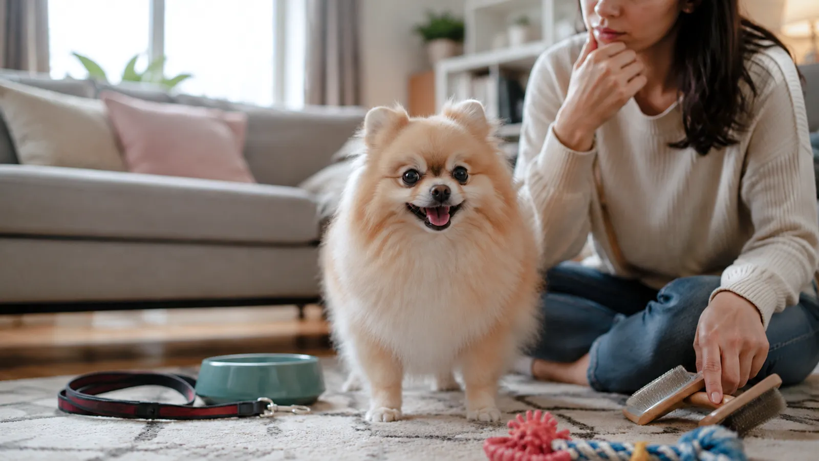 博美犬与主要在客厅