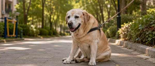 高龄犬散步坐下不走的原因与运动减量判断