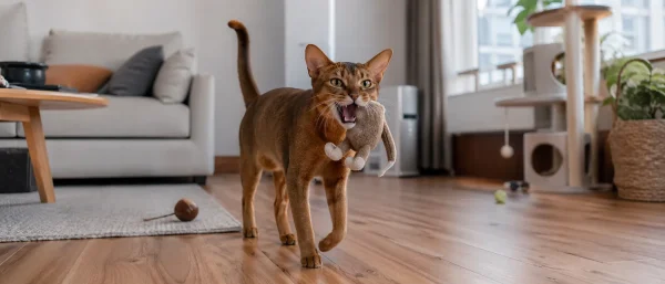 猫咪叼玩具嗷嗷叫的行为含义