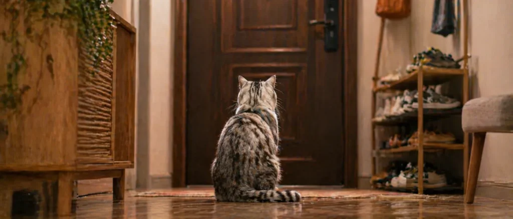 猫咪守门等主人的真实原因