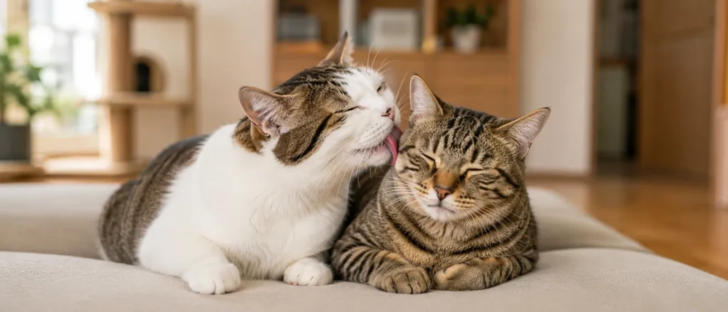 猫咪互相理毛的含义与多猫互动边界
